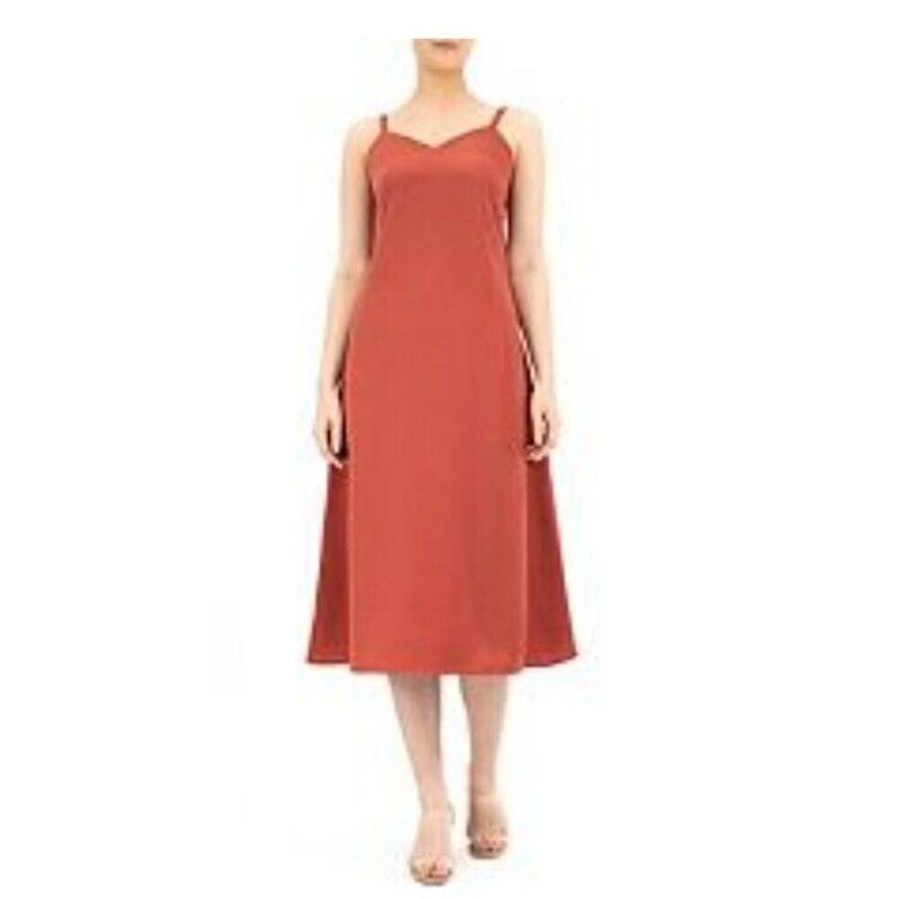Women's Nina Leonard Dress Medium Cooper Midi Slip DressV Neck Strapless